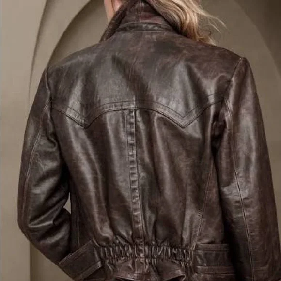 Banana Republic Dark Brown Leather Jacket - Picture 4 of 7